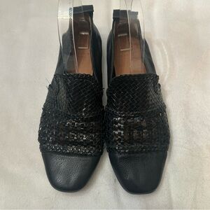 Hudson London Chic Black Woven Leather Loafers Size 39